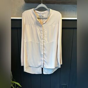 NEW Diane Gilman Pale Light Pink Embellished Collar‎ Women's Blouse sz M